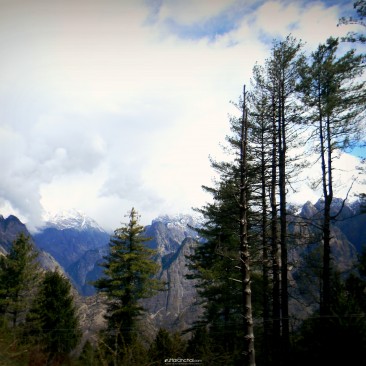 Breathtaking view of the mountains near Auli at the time when the snow starts to melt.